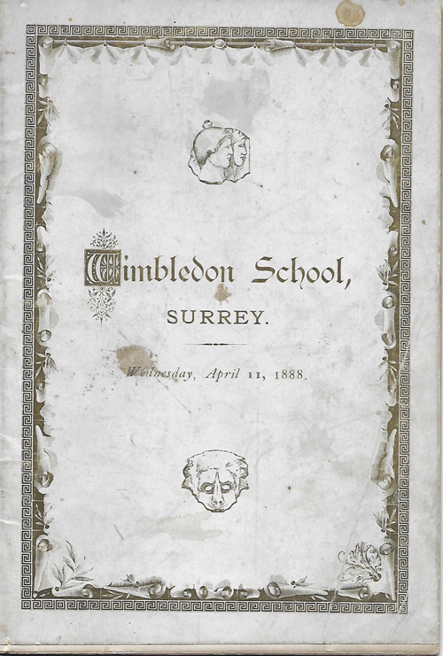 Photograph of the front cover of Wimbledon School programme notes