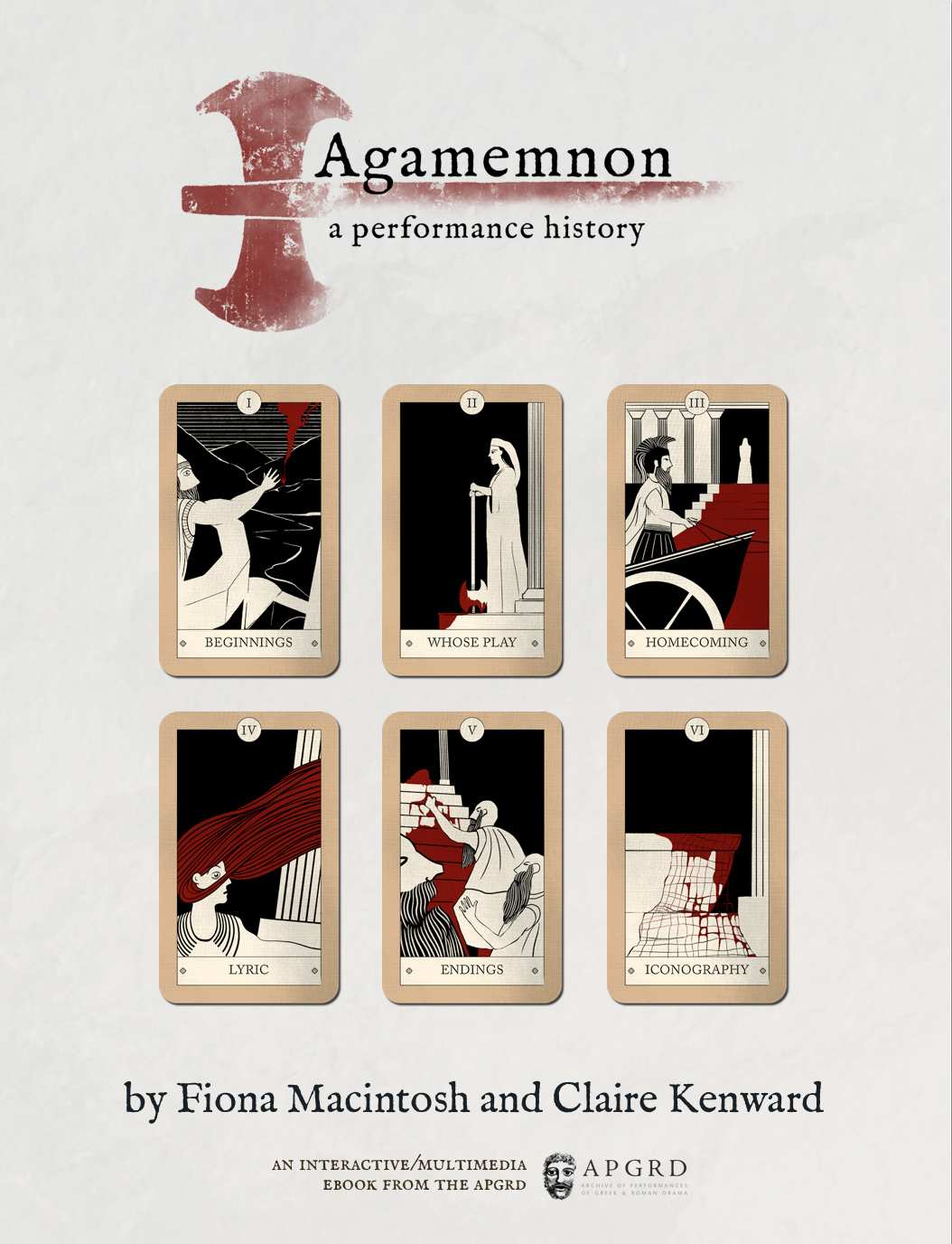 front cover to Agamemnon, a performance history, with illustrations by Thom Cuschieri