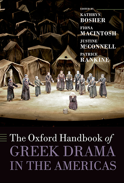 Front cover to The Oxford Handbook of Greek Drama in the Americas. Links to OUP website