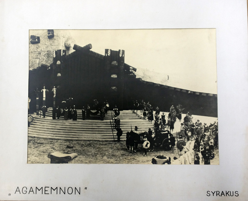 Black and white photographs of the set of the 1930 Agamemnon at Syracuse