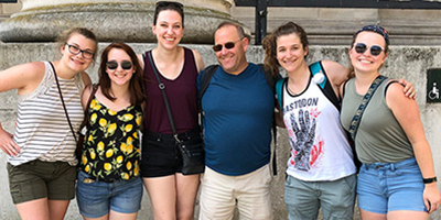 Group photograph of Prof Mike Lippman with his students, in Oxford in 2019