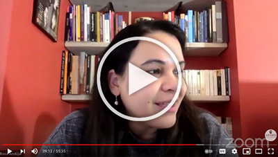 Screenshot of Rosa Andújar's online lecture, links to YouTube