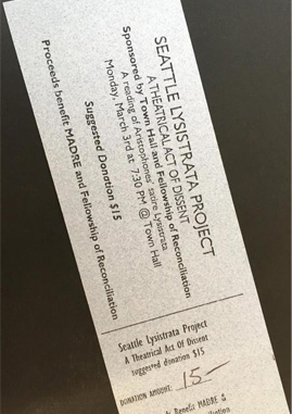 Ticket to The Lysistrata Project, Seattle, 2003