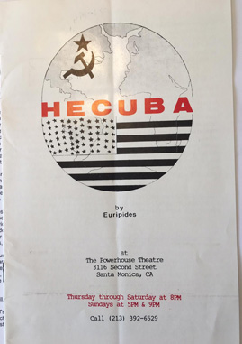 Photograph of the cover of the programme notes for Manara Productions' Hecuba, 1987