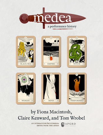 front cover to Medea, a performance history, with illustrations by Thom Cuschieri