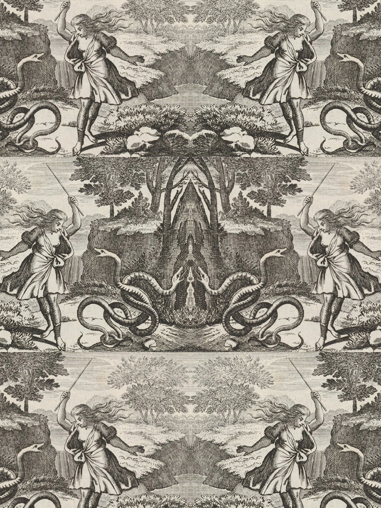 Johann Ulrich Krauss' engraving of Tiresias as a girl hitting snakes with a stick