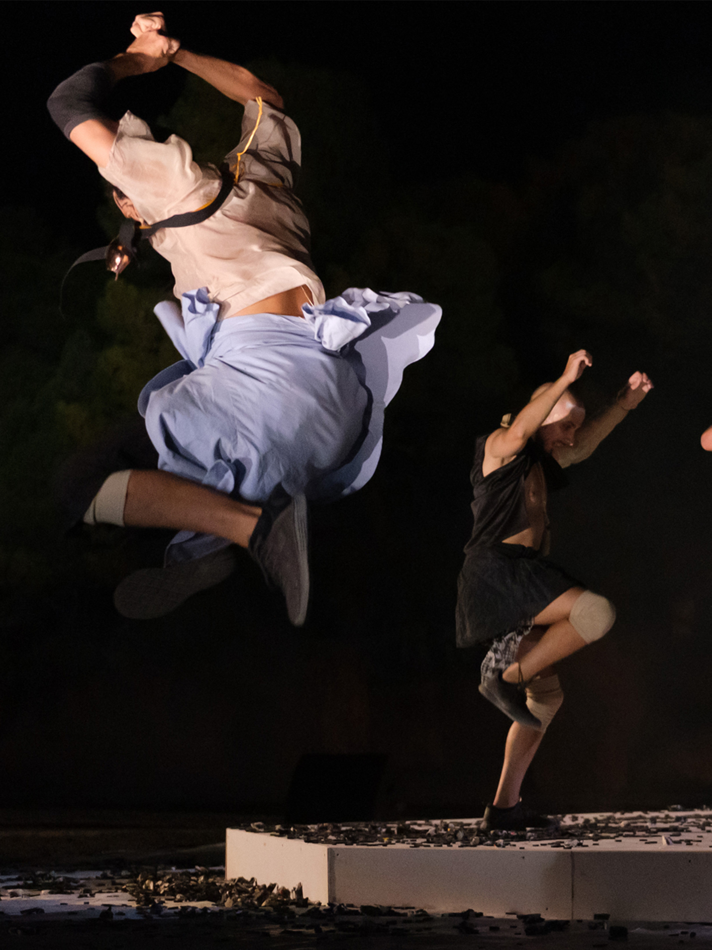 A photo from a performance of Sophocles' Trackers, Patroklos Skafidas.