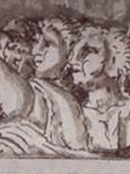 Illustration of audience members in togas.