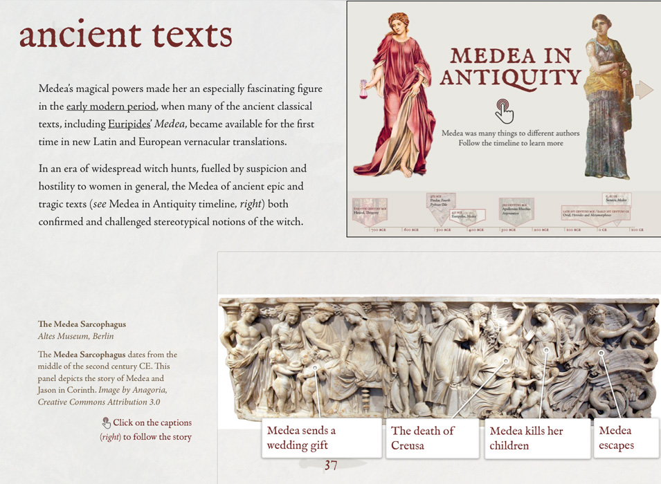 Screenshot of a page from the Medea ebook, titled ancient texts
