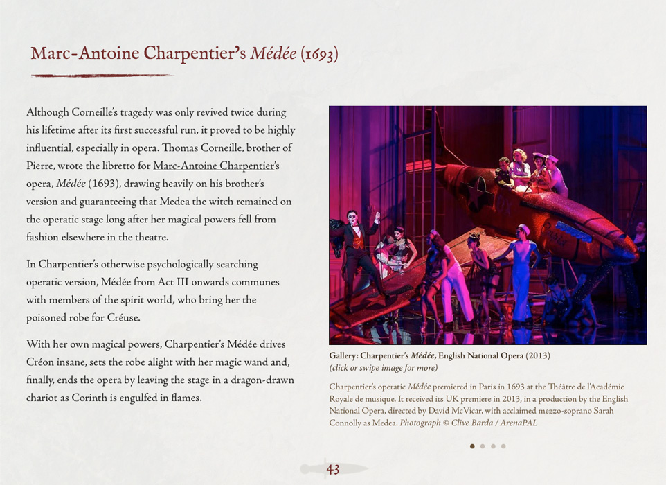 Screenshot of a page from the Medea ebook, titled Marc-Antoine Charpentier’s Médée (1693)