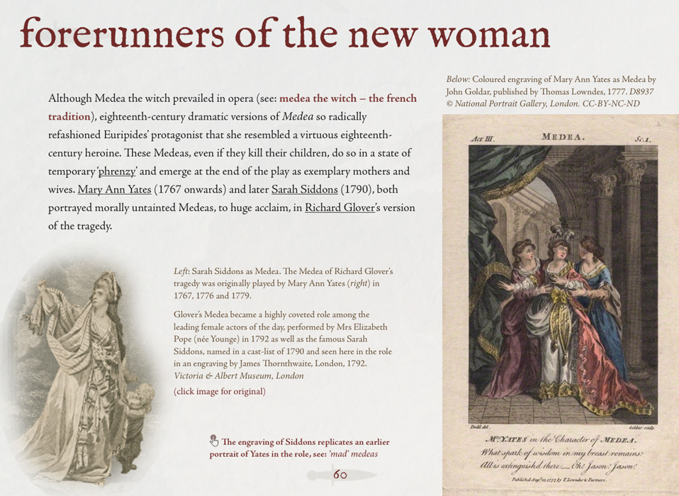 Screenshot of a page from the Medea ebook, titled forerunners of the new woman