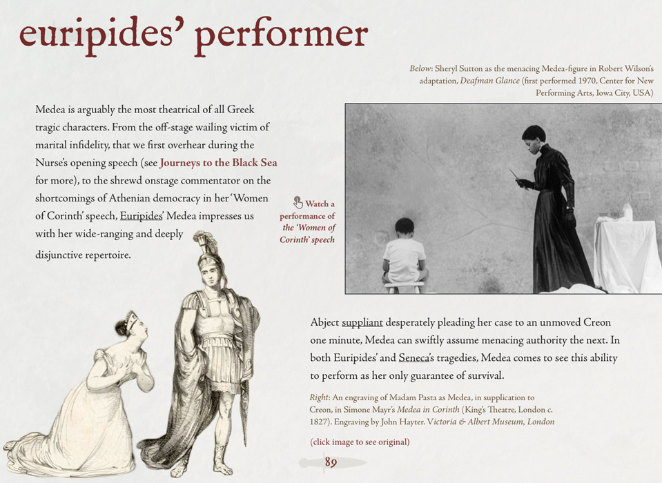 Screenshot of a page from the Medea ebook, titled euripides' performer