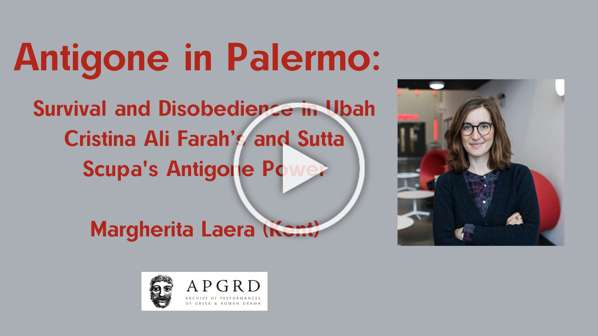 Placeholder for recording of Margherita Laera's lecture, links to YouTube