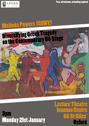 Poster for Melinda Power's 2019 lecture at the APGRD