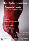 Poster for Gwyneth Lewis' 2015 talk at the PAGRD