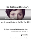 Poster for Ian Rickson's talk at the APGRD, 2014