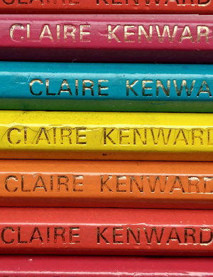 Close up of a collection of personalised colour pencils
